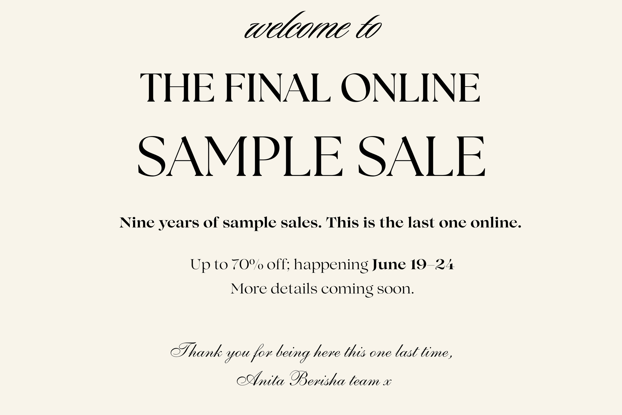 SAMPLE SALE