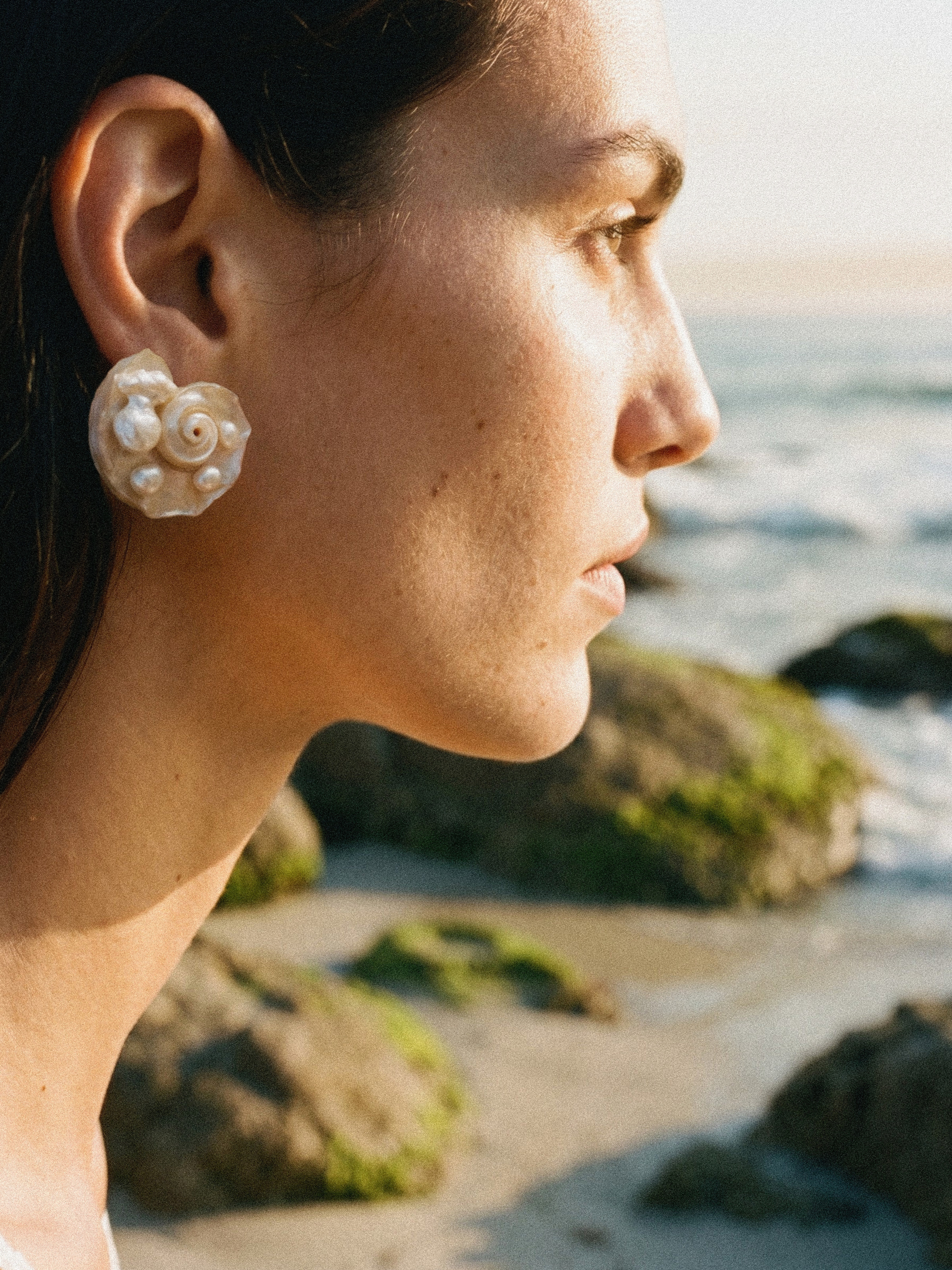 Pearl Dusted Shell Studs