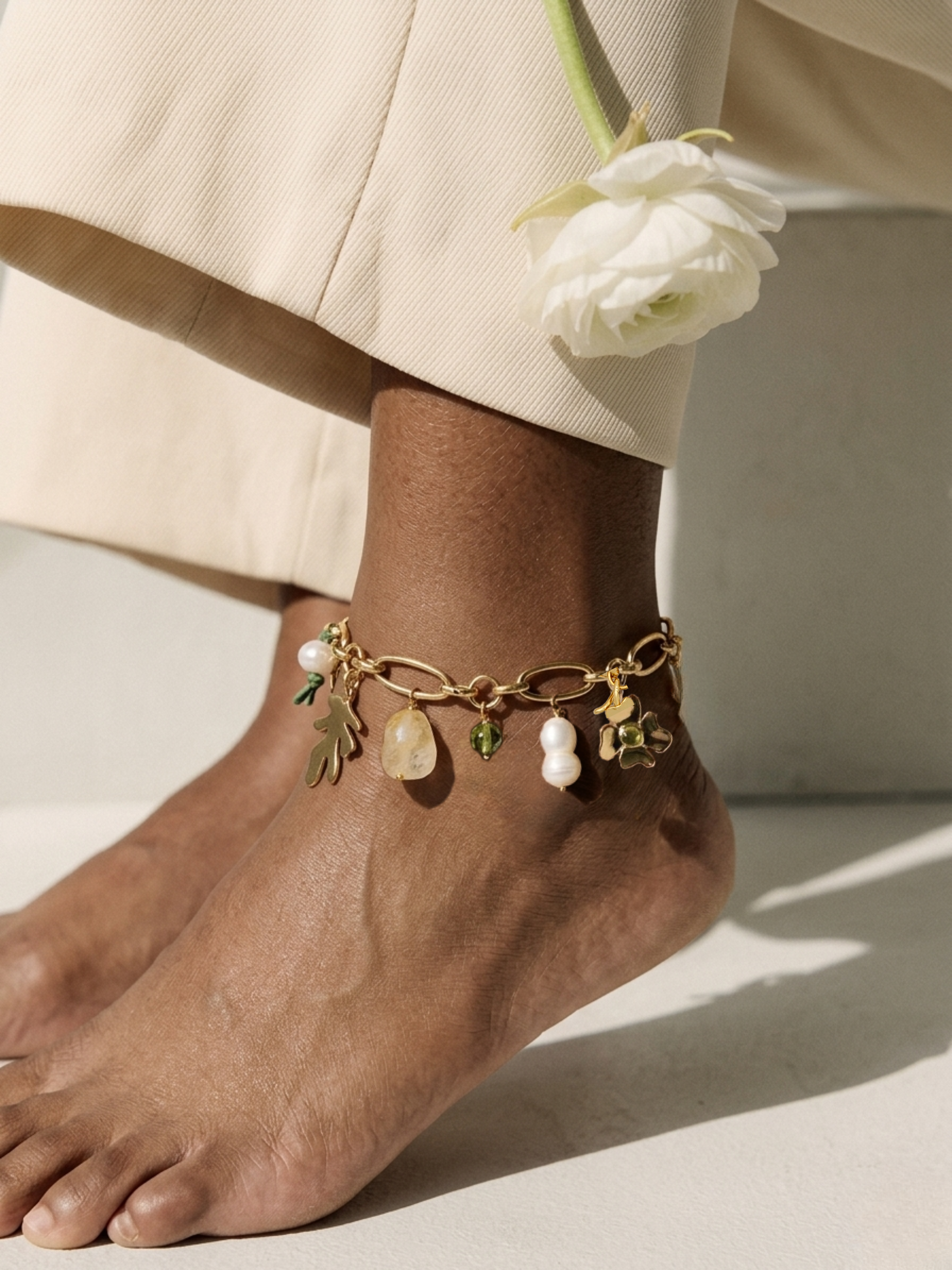 Peridot Charms Bracelet or Anklet